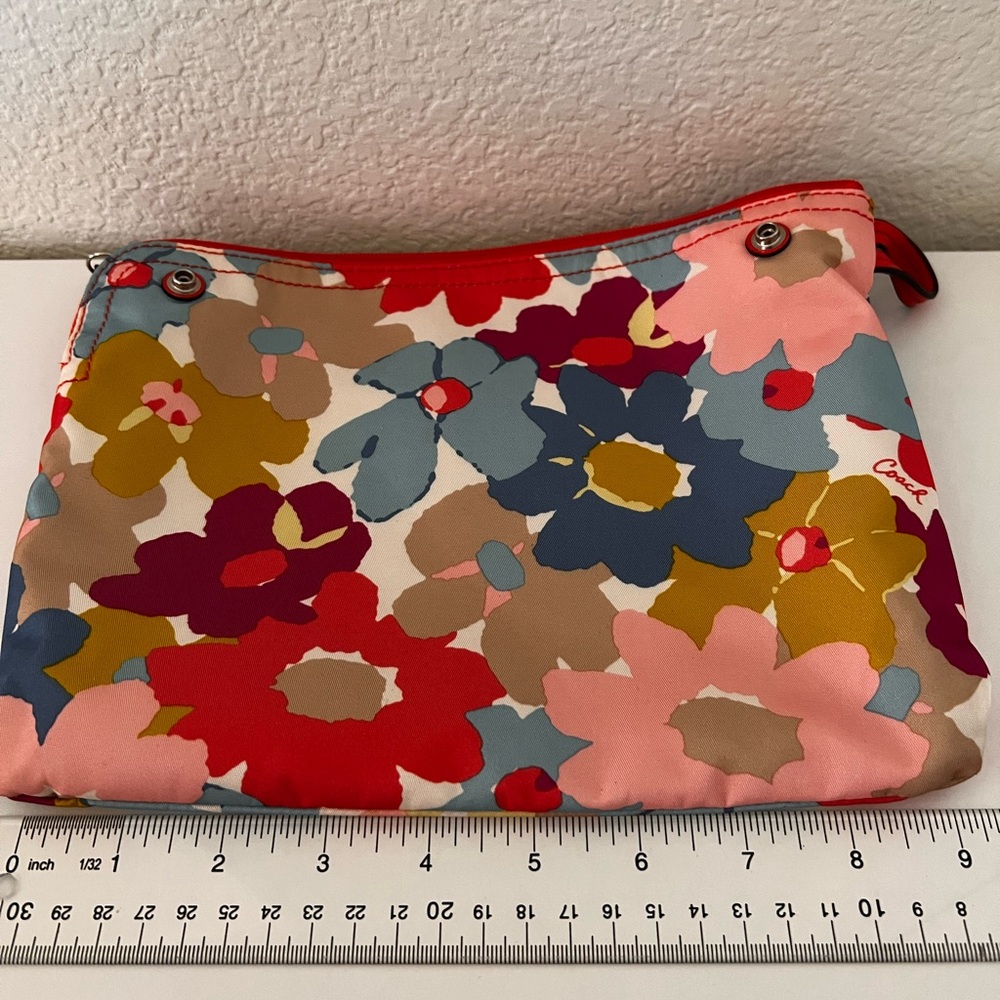 Coach Floral Nylon Tote and Pouch Set - Red, Pink, Blue, Mustard, Cream - Picture 6 of 7